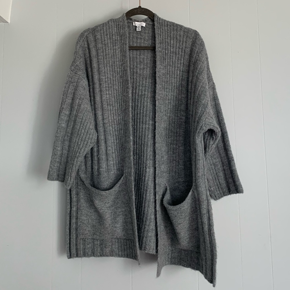Oversized side slit heavy cardigan